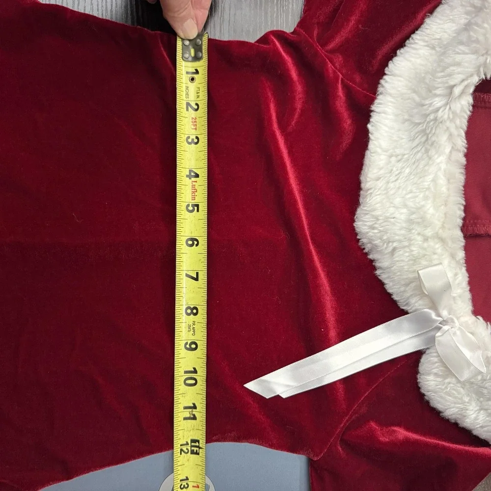 Velvet Christmas Dress Girls Size 8‎ Dark Red Burgundy Faux Fur Trim Santa Party